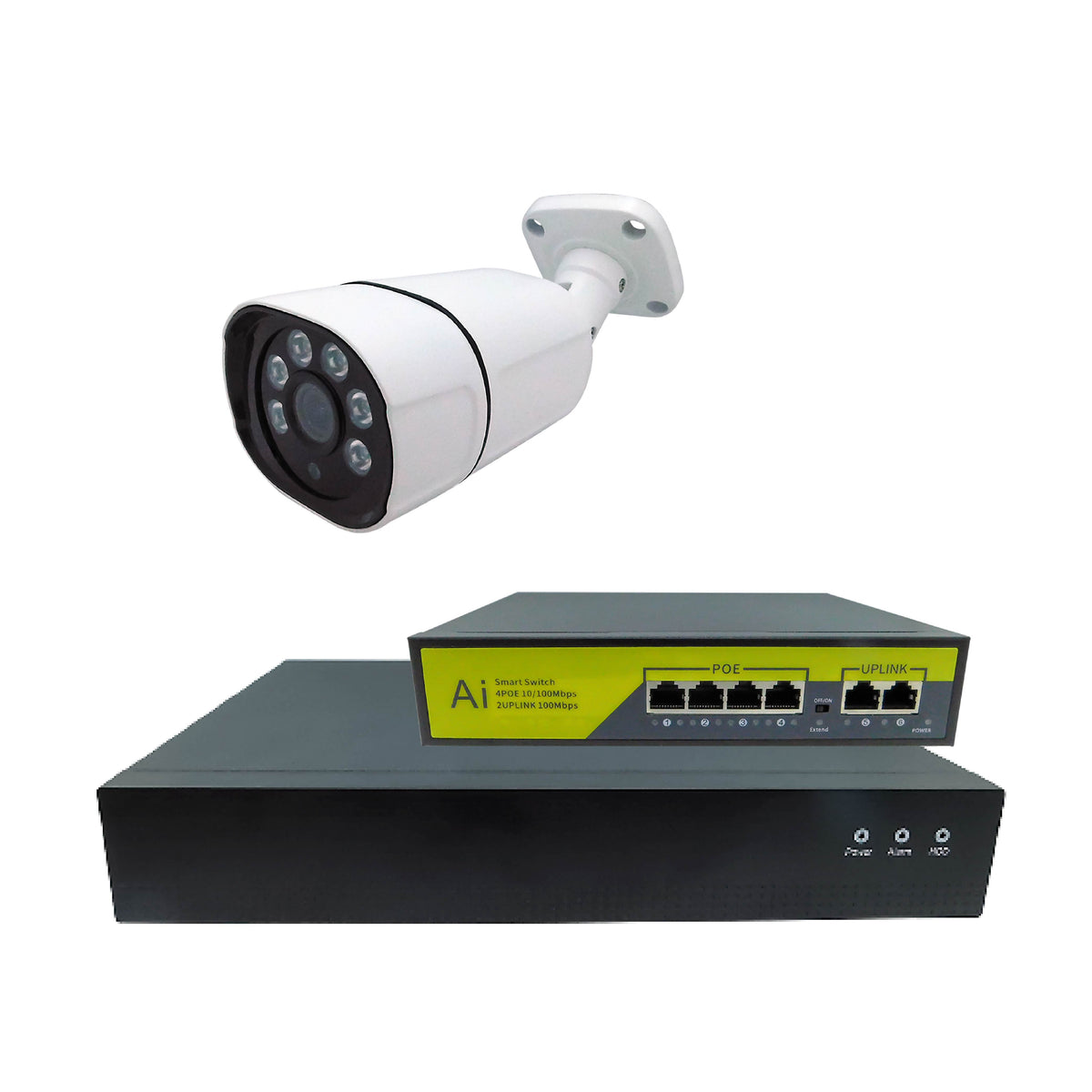 POE 防犯カメラ3台 と録画機 NVR セット 2TB HDD付 POE 防犯カメラ3台 と録画機 NVR セット 2TB HDD付