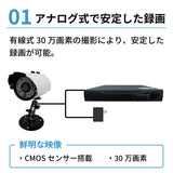 【レガシー防犯カメラ】赤外線屋外カメラ4台・モニター＆録画機（HDD500GB）セット